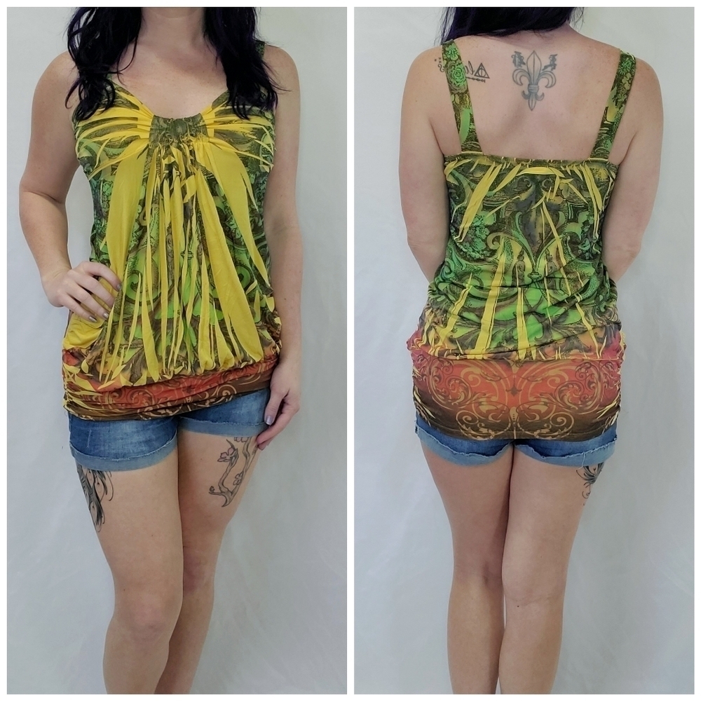 B_Envied Vintage Y2K Boho Sweetheart Neck Tank Top